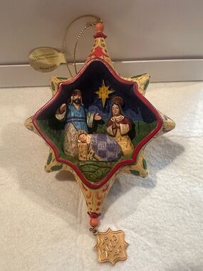 2009 Jim Shore A Sacred Night Star Nativity Ornament in Blue, Gold, Red